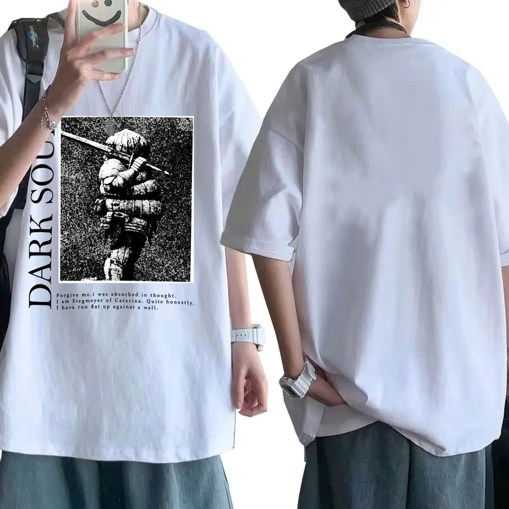 

Game Dark Souls Siegmeyer of Catarina Graphic T-shirt Men Women 90s Gothic Rock T-shirts Men's Punk O-collar Oversized T Shirts