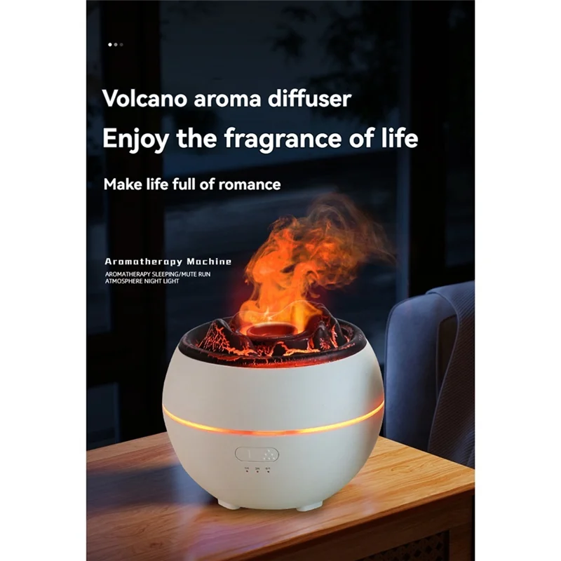 

YOST-Simulated Volcano Lava LED Light Humidifier USB Noiseless Essential Oil Diffuser Night Light Misting Air Humidifier