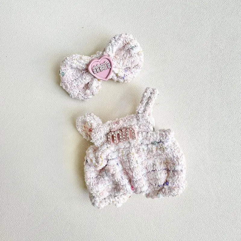 Pendentif Labubu/mokoko 17cm pour vêtements de bébé, mini sangles, tissu rose pour décoration labubu