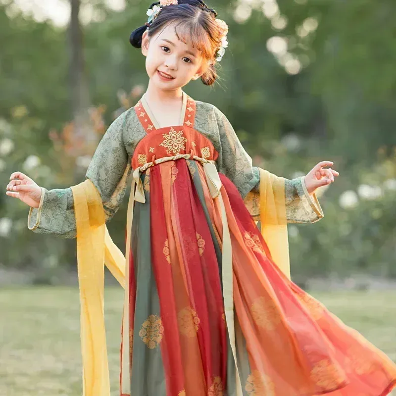 

CyGirl Dress Hanfu Vintage Style Kids Clothes Vestido Traditional Chinese Clothing Cosplay Children Princess Costume Girls Dress