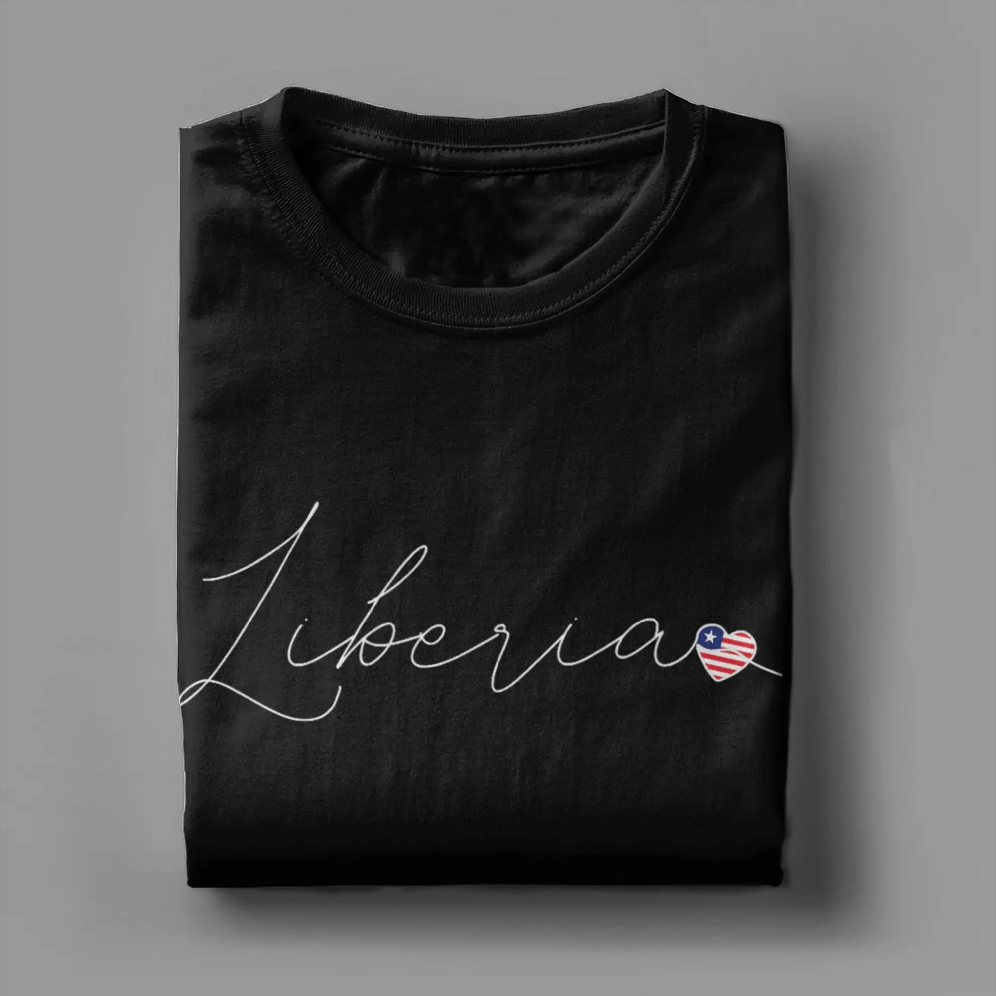 Liberia Liberian Flag Men's T Shirt  Leisure Tee Shirt Short Sleeve Round Collar T-Shirts 100% Cotton Plus Size Clothes