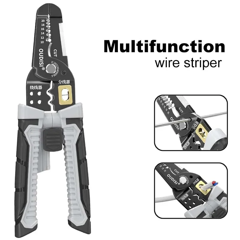 Multifuncional Wire Stripper Puxando Alicate, Elétrica Stripping Crimping Alicate, Ferramenta de mão, Cortador de fio, Reparando Tesoura, Novo