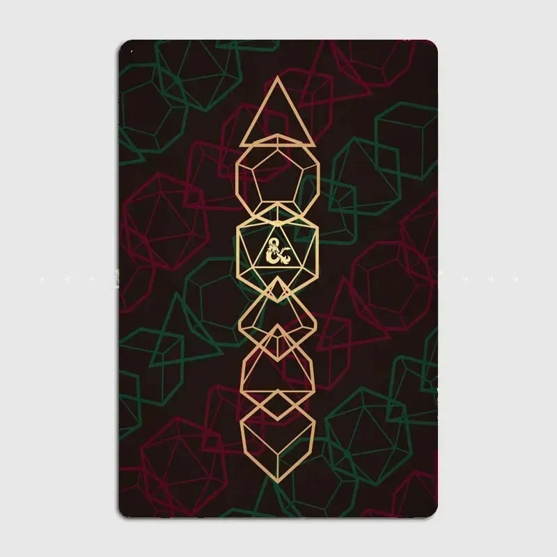 فن النرد D&D، لوحة من القصدير المعدنية الرجعية عالية الجودة مع ملصق فني جمالي حديث لديكور الحائط في المنزل والغرفة والمكتب