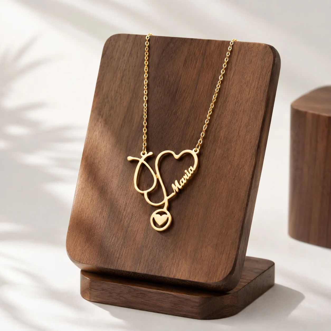 Luxury Personalized Name Stethoscope Heart Pendant Necklace Stainless Steel Plated Jewelry Gift For Doctors Nurses Medical Staff - view 3