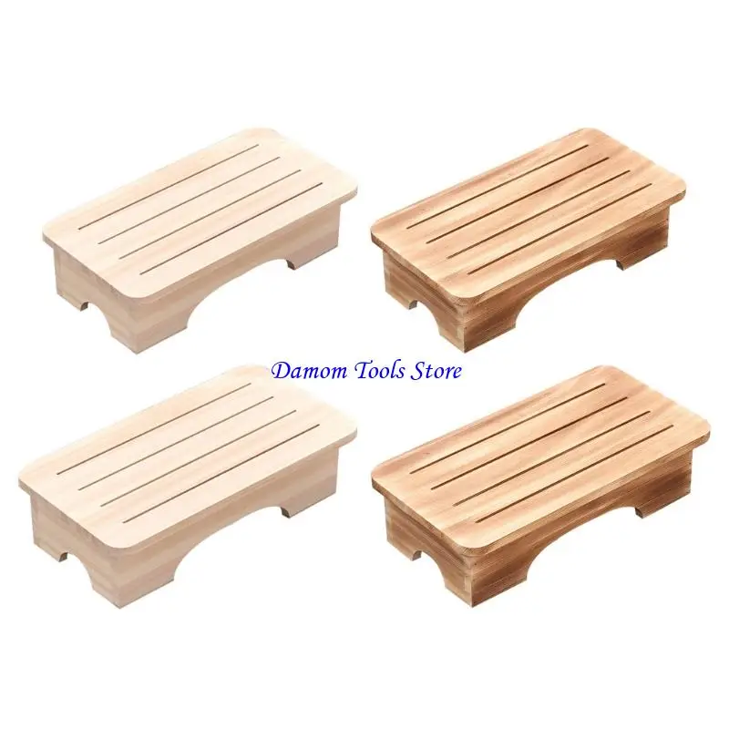 

57BE Natural Wooden Footrest Stool Space Saving Design Multifunction Step Stool For Small Spaces Modern Home Decors