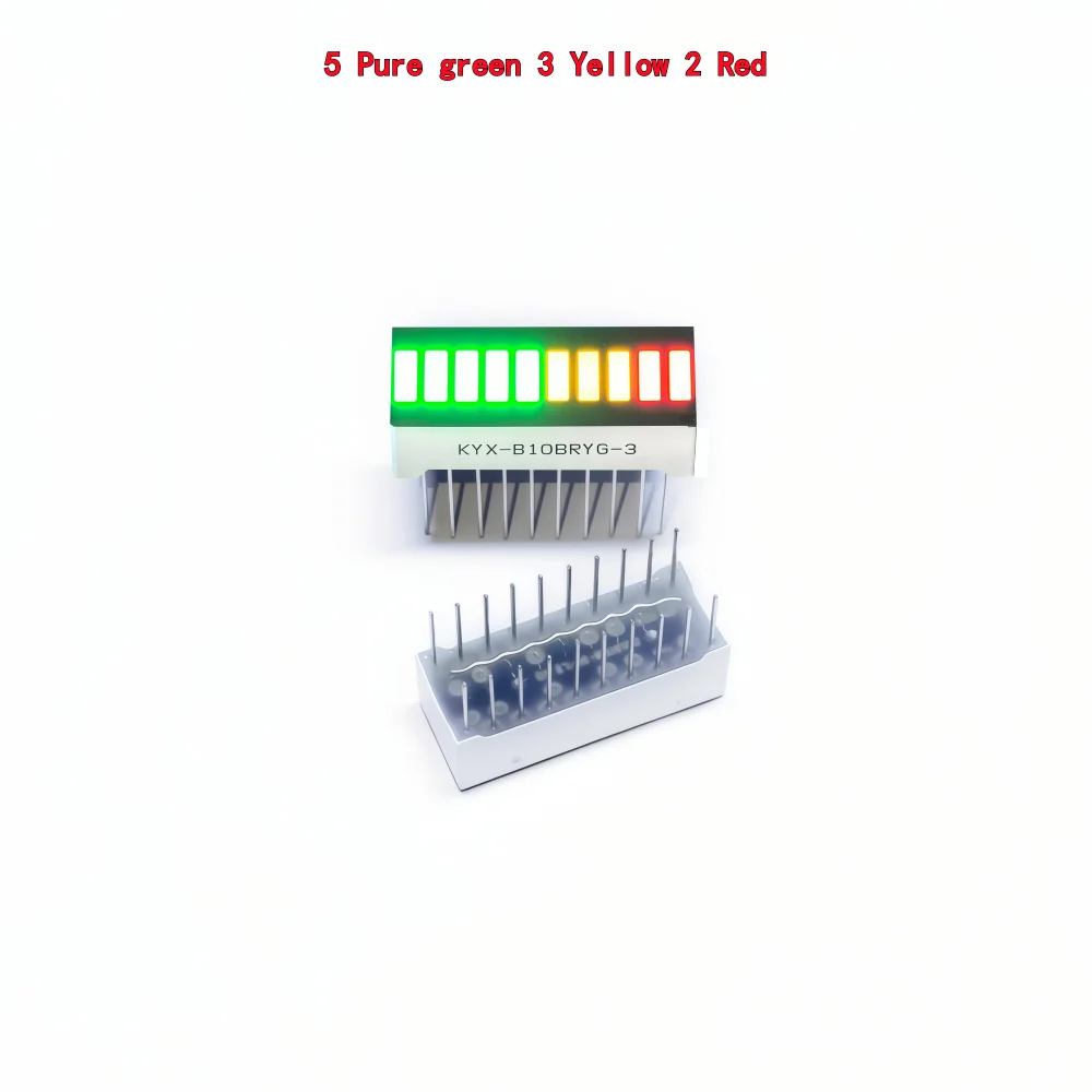 10pcs Multi-Color LED Display Bargraph Light 10 Segments Red Blue Yellow White Green Single Color Battery Level Bar Graph DIY