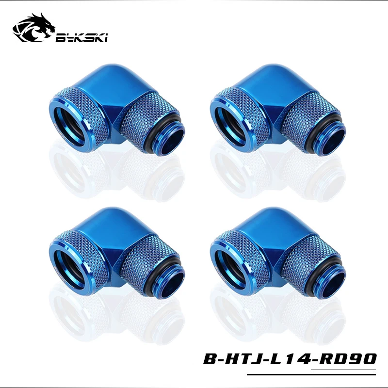 4pcs/lots BYKSKI  90 Degree OD14mm Hard Tube Rotary Fitting Hand Compression Fitting G1/4\' Pipe for OD14mm Acrylic PETG Tube