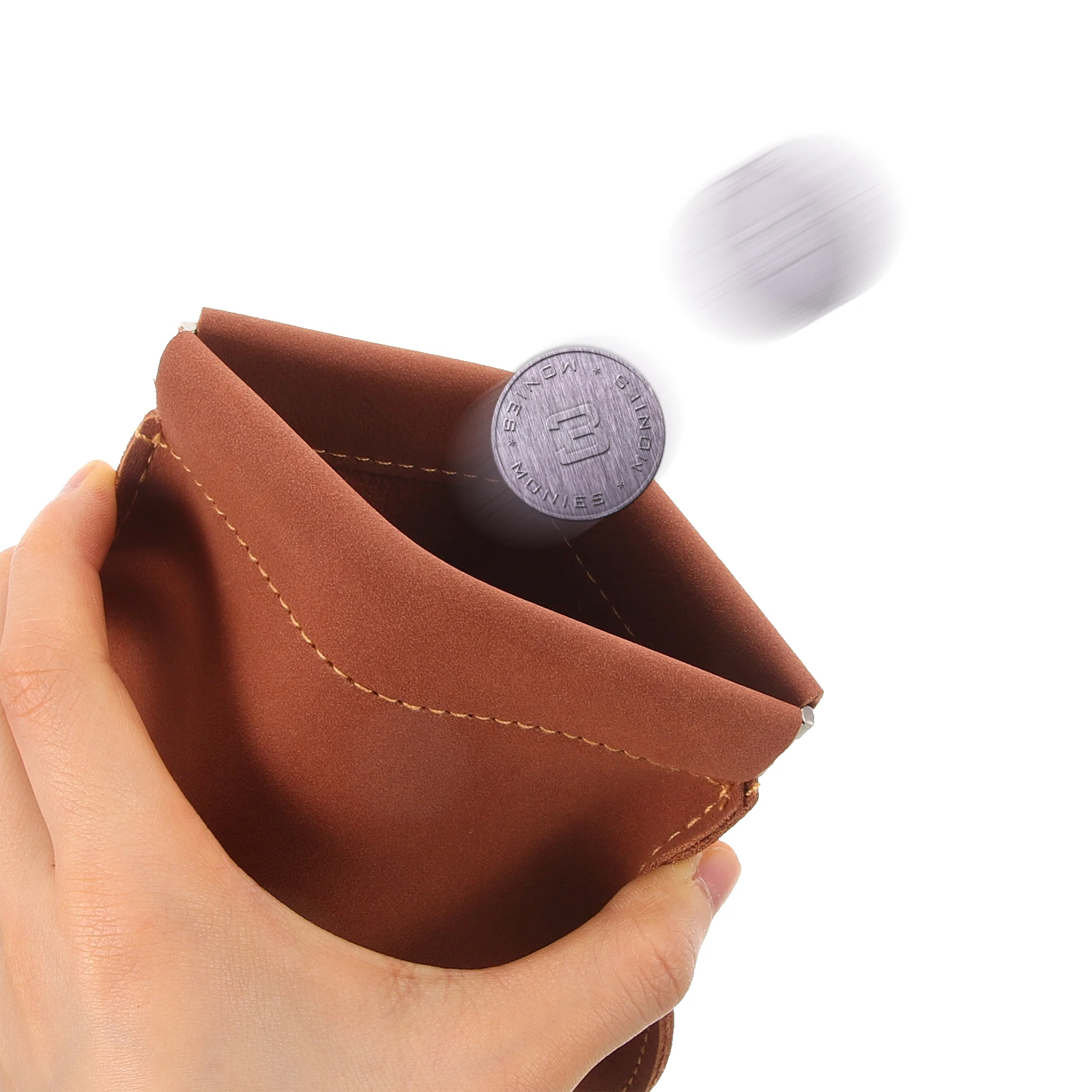 

Automatic Spring Closure Men's Small Wallet PU Portable Coin Purse for Travel Accessories with Zip Storage Bag