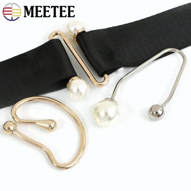 Meetee 2/5Pcs Pearl U-shaped Metal Hook Detachable Irregular Spiral Button Dress Shirt Collar Screw Clasp Hardware Accessories