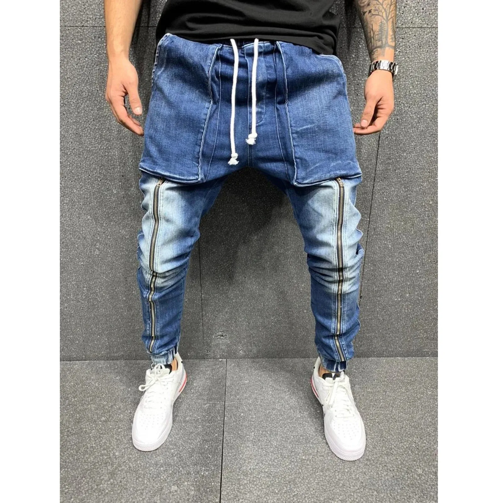 

Men’s Jeans Classic High Stretch Jogging,Washed-out Slim fit Denim trousers,Multi-pocket Young&Stylish Jeans,pantalones hombre