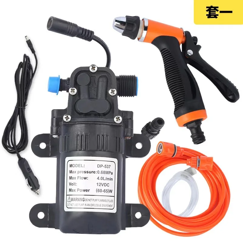 12V Portable Car Washer Kit, High Pressure Car Wash Water Gun with Self Priming Diaphragm Pump, 3m Cigarette Lighter Cable