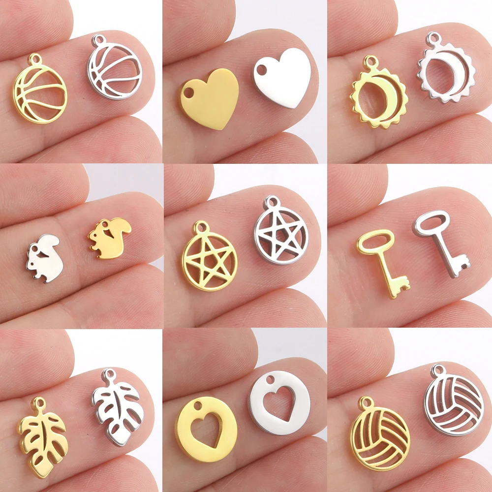 Teamer 10pcs Charms for Jewelry Making DIY Jewelry Accessories Stainless Steel Heart Ball Pendant for Bracelet Necklace Earrings