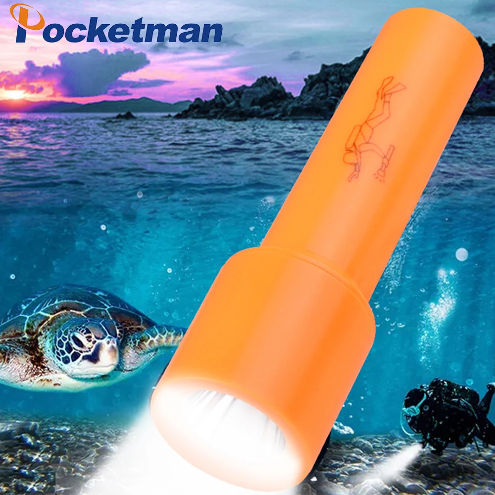 Linterna LED impermeable IPX8, multifuncional, para buceo subacuático