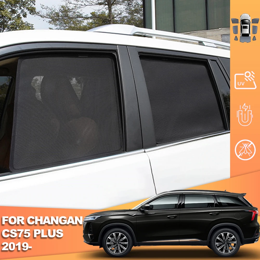 

For Changan CS75 Plus 2019-2024 Magnetic Car SunShade Shield Front Windshield Curtain Rear Side Baby Window Mesh Sun shade Visor