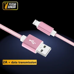 Micro USB Charger Nylon Braided Data Cable Android Phone Quick Charge 2A Black Blue Pink Red Silver Gold 1m 1.5m 2m