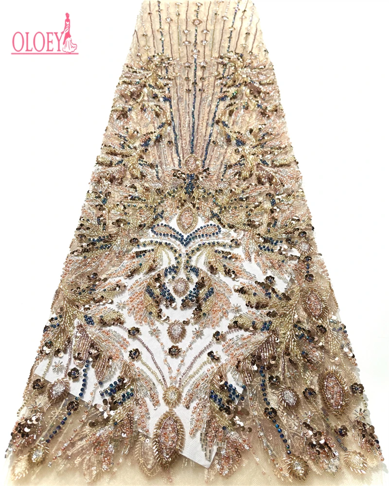 

OLOEY африканский жених, высококачественная кружевная ткань для женщин, французский тюль, блестки, вышивка бисером, вечернее платье, материал
