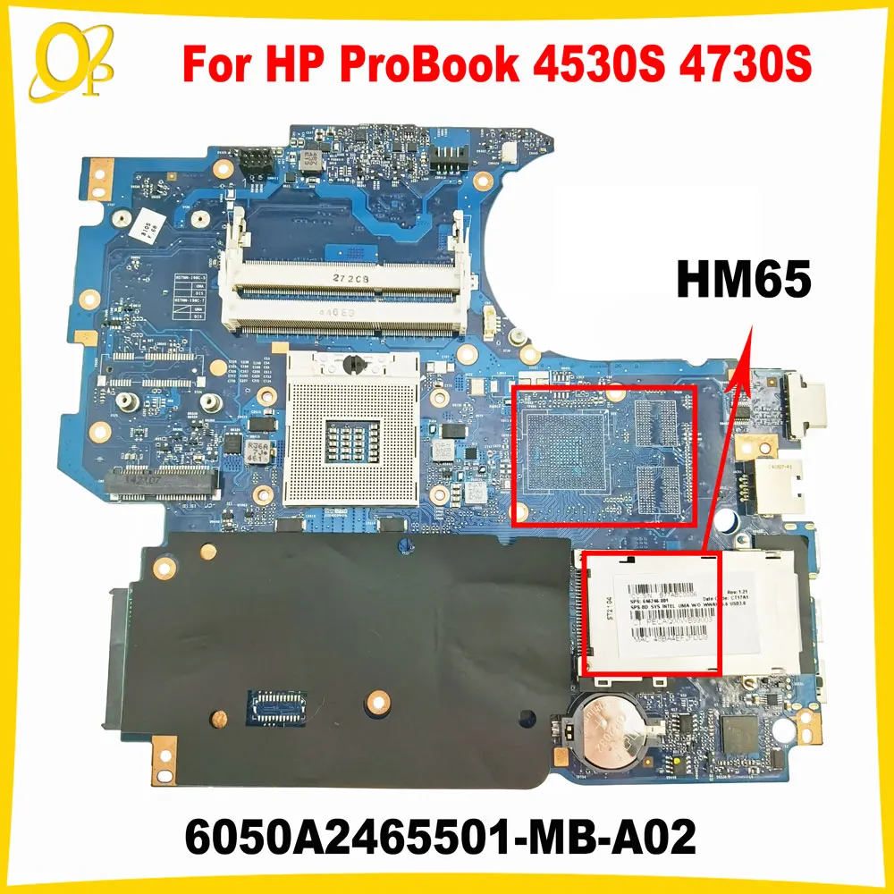 6050A2465501-MB-A02 Mainboard for HP ProBook 4530S 4730S laptop motherboard 646246-001 646246-601 with HM65 DDR3 fully tested