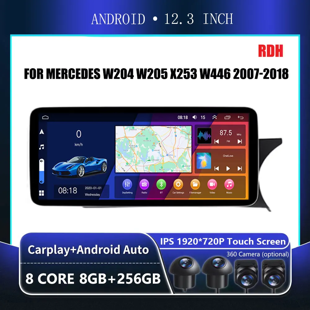 

RHD Android 1OS 12.3'' For Mercedes W204 W205 X253 W446 2007 - 2018 4G WIFI IPS Screen Car Stereo GPS Navigation Auto Radio