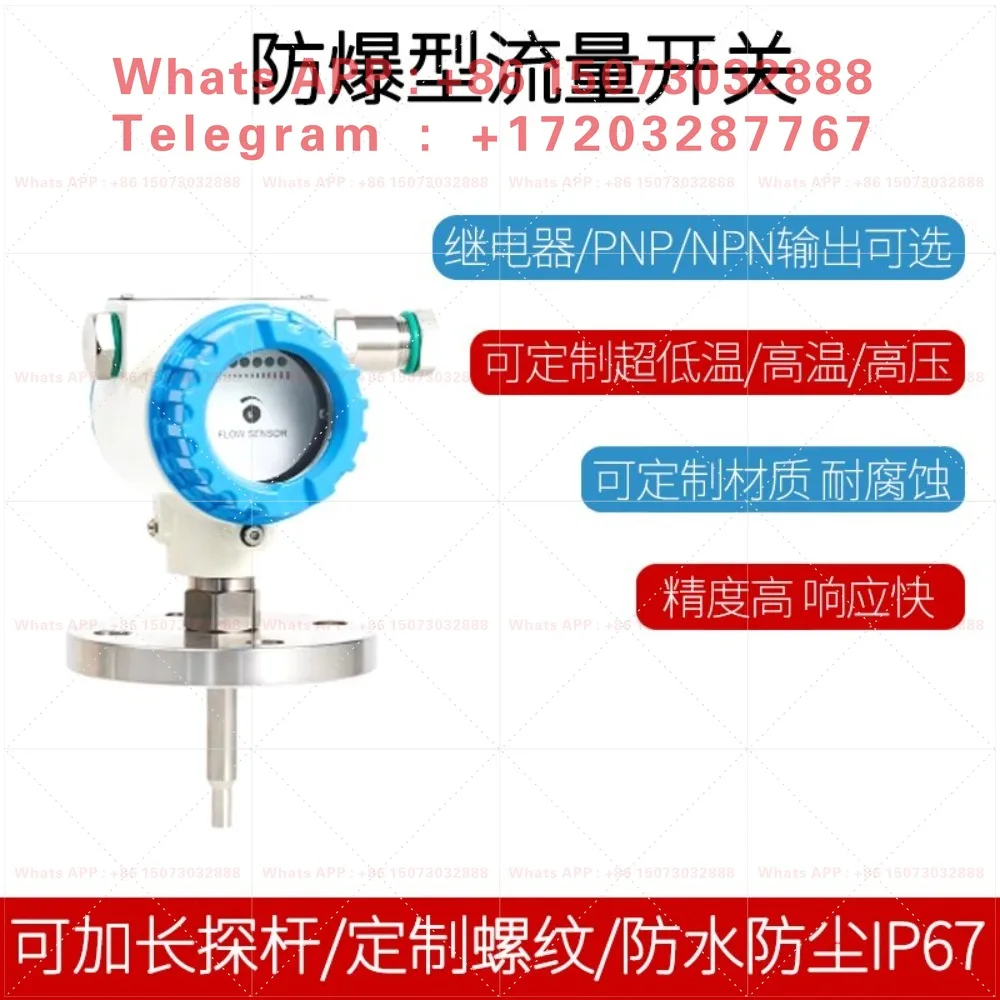 Explosion-proof anti-corrosion thermal flow switch for chemical seawater pipeline cut-off protection