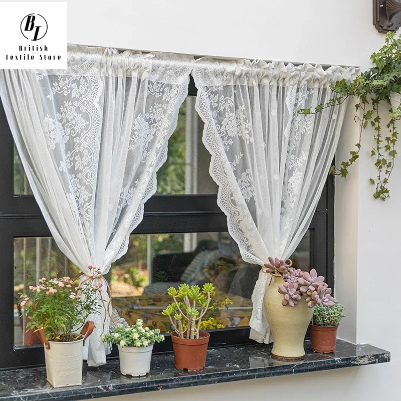 

Korean vertical bar embroidered curtain lace Princess wind door curtain bedroom partition decorative embroidered curtains tulle