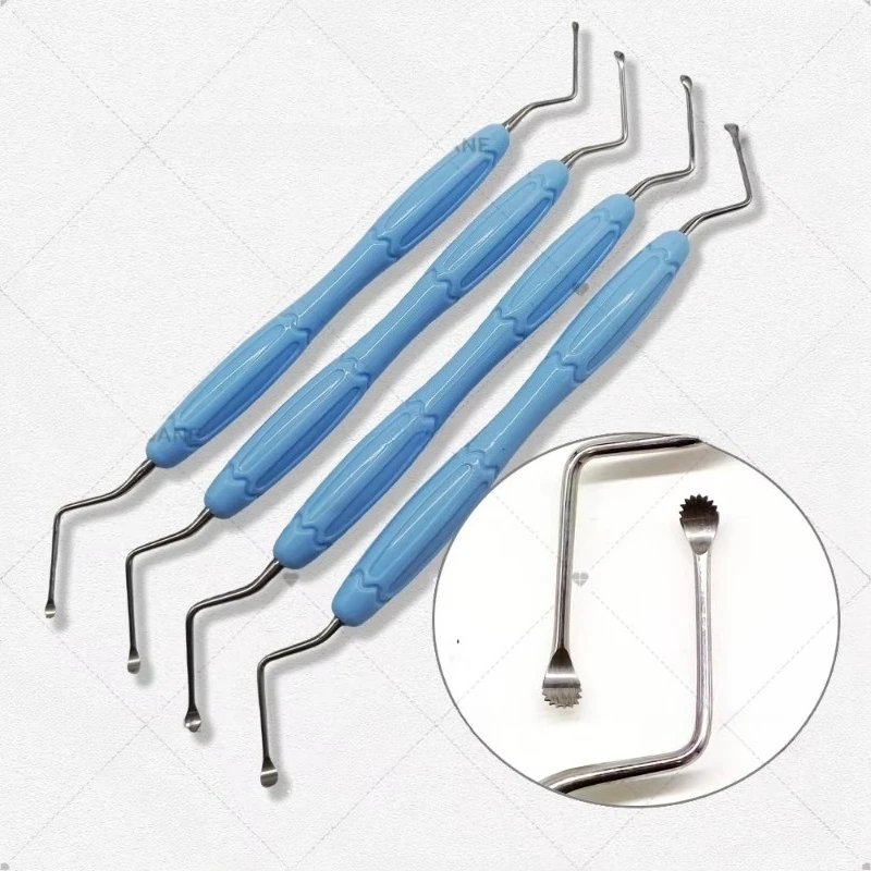 Double Ends Tip with Saw Tooth Silicon Handle lab Implants Instruments Excavator Restorative Filling Tools lab Spoon.