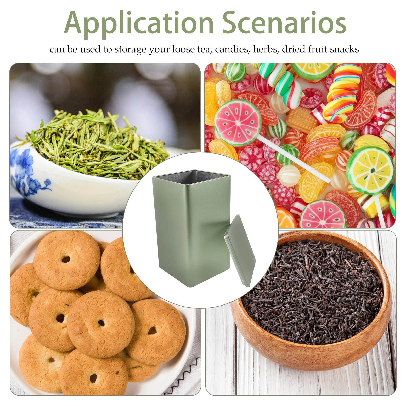 

6Pcs Tea Tin Tinplate Storage Jar Airtight Metal Canister Kitchen Canister Coffee Bean Candy Holder Dry Food Storage Container