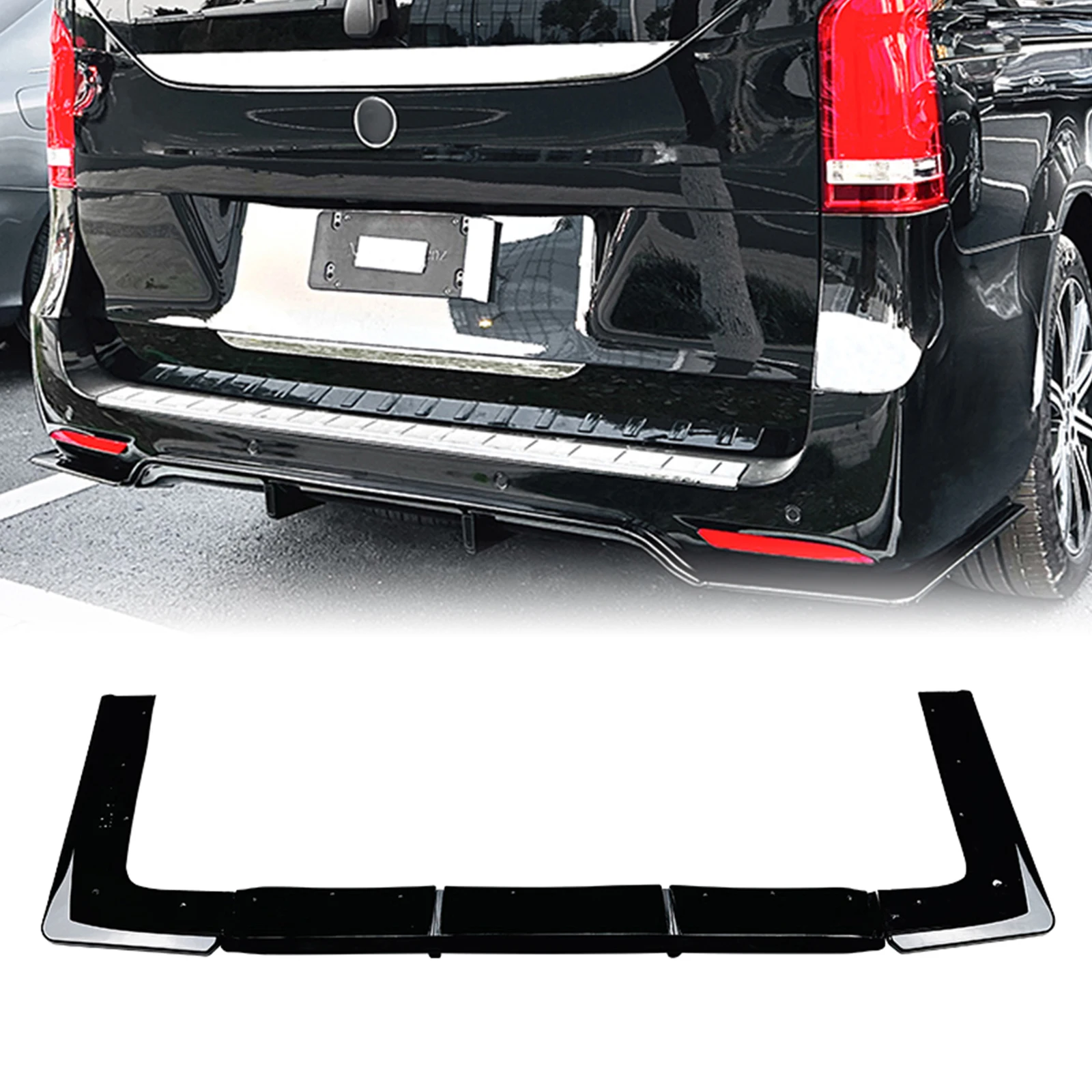 

Rear Bumper Diffuser Lip For Mercedes-Benz V-Class V260 W447 AMG Line 2019-2023 Carbon Fiber Look/Gloss Black Tail Boot Spoiler