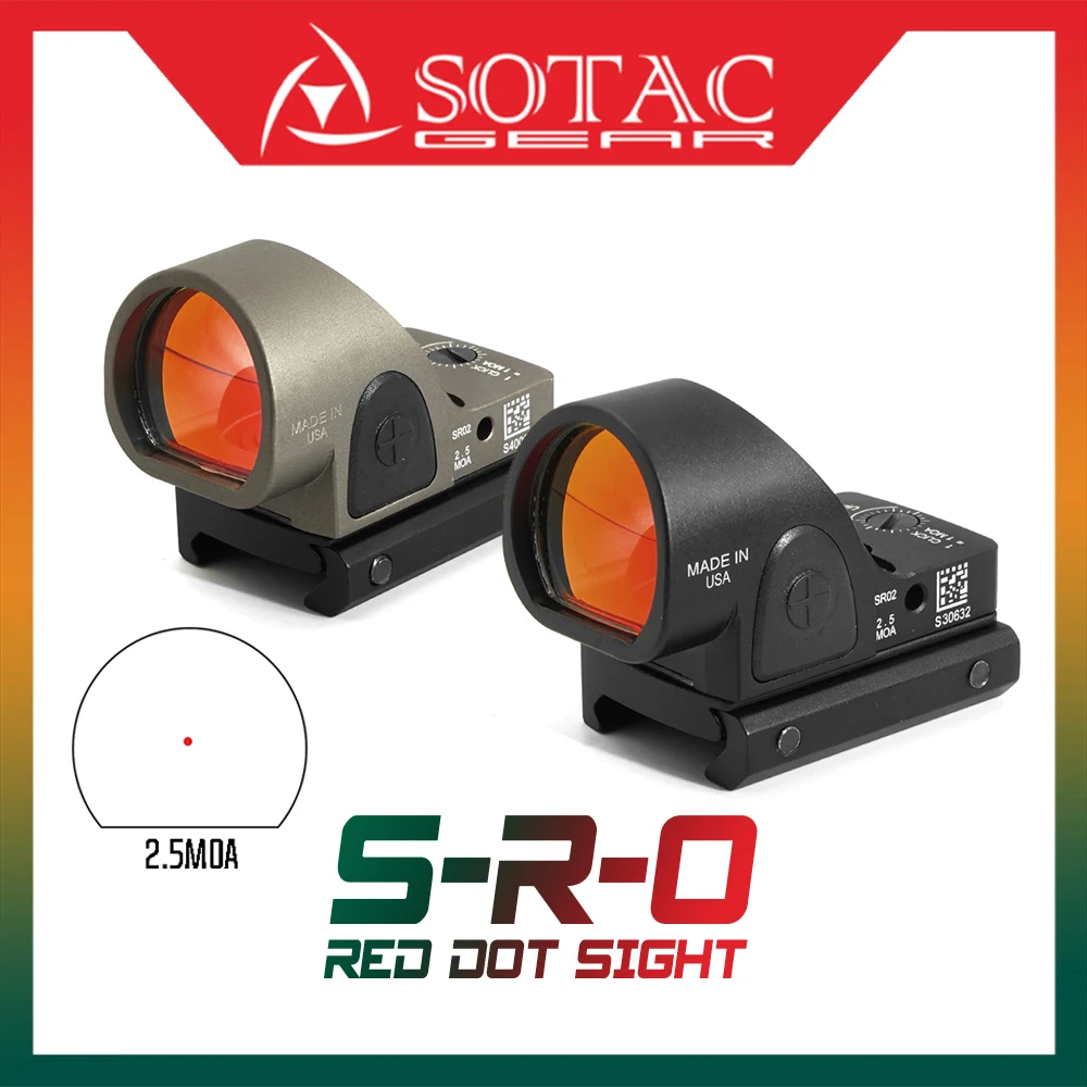 SOTAC Tactical Rifle Scope with Picatinny Mount and Glock Plate, Red Dot Sight, Sight Tactical, SR02 2.5MOA