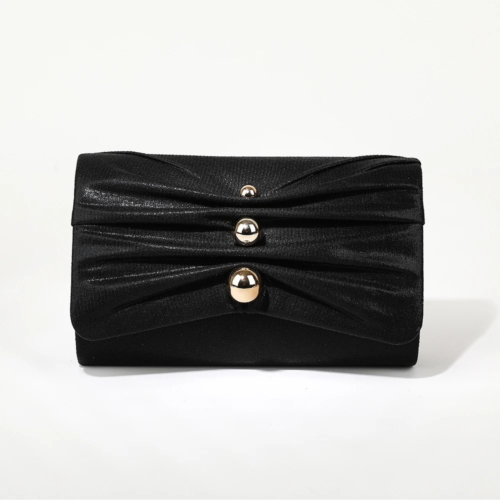 

New pleated wedding dress evening bag with premium metallic ball design - versatile handbag for wedding and party for brides