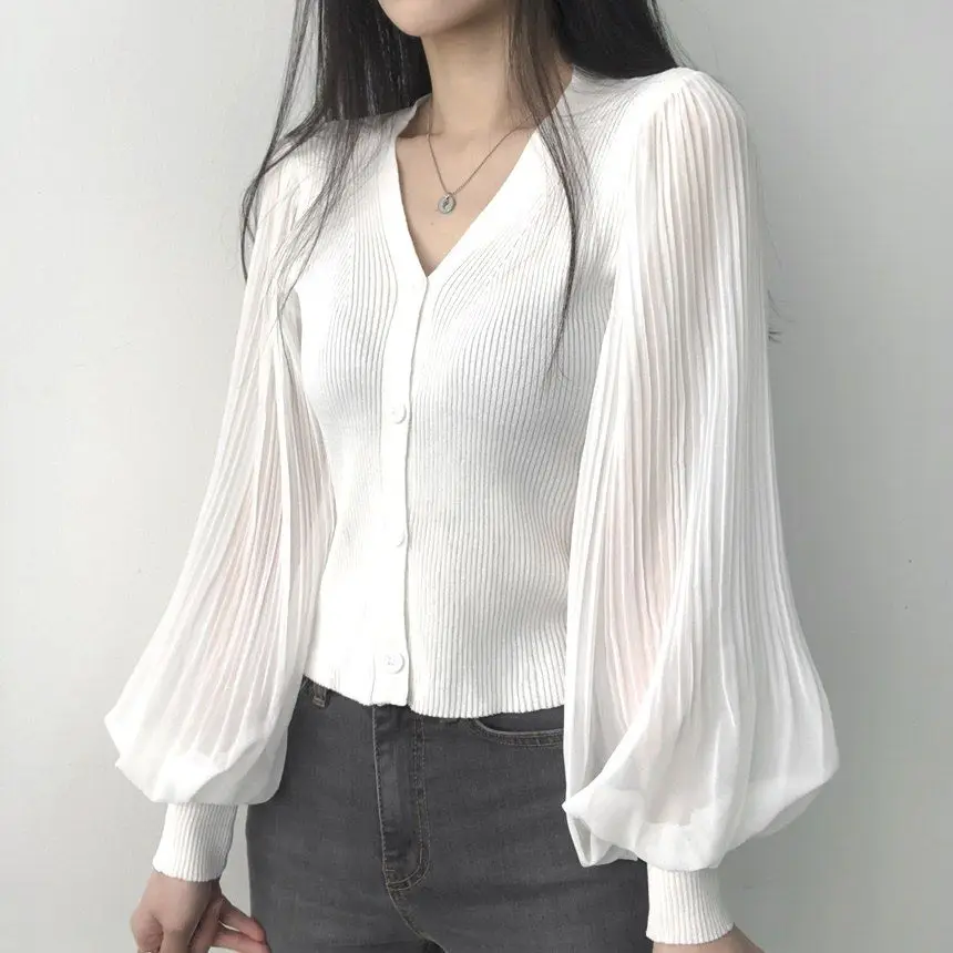 V Neck Solid Button Pleated Patchwork Temperament Tops Spring Autumn Long Sleeve Elegant T Shirts Fashion Korean Women Clothing 13 S7128b82f1a6840c5b427e7433e066c70k
