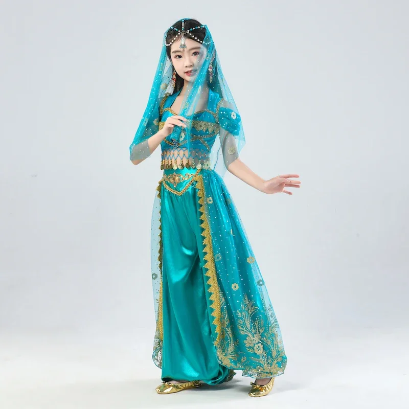 Vestito da spettacolo di danza indiana per bambini festa di capodanno femminile danza del ventre etnica esotica a Dunhuang, Xinjiang