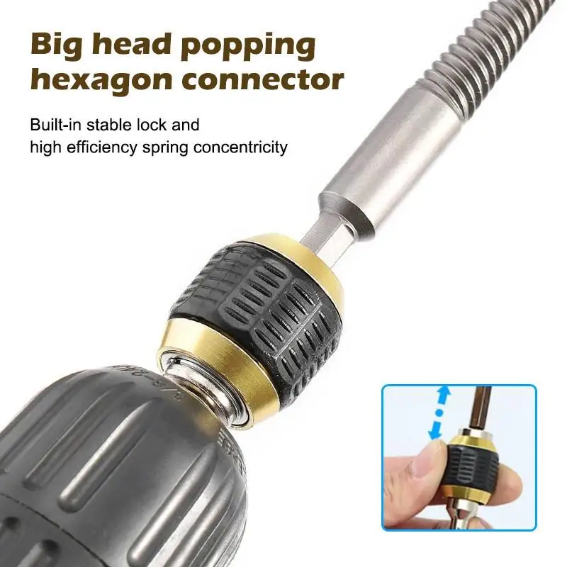 2 Pcs Quick Change Drill Bit Holder Extension 1/4 Hex Shank Coupling Release For Wrench Bits