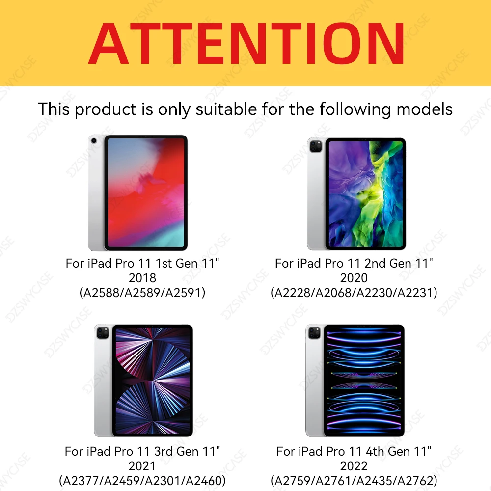 Clear Soft Case For iPad Pro 11 2nd 3rd 4th Generation 11inch 2020 2021 2022, With Pencil Holder Translucent Frosted Back Cover