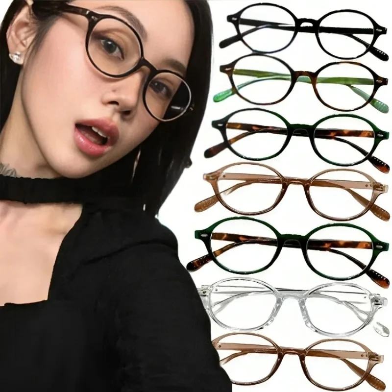 Y2K Oval Frame Ins Sweet Cool Eyewear Decorative Spicy Girl Retro Reading Computer Anti Blue Light Eyeglasses Glasses Decoration