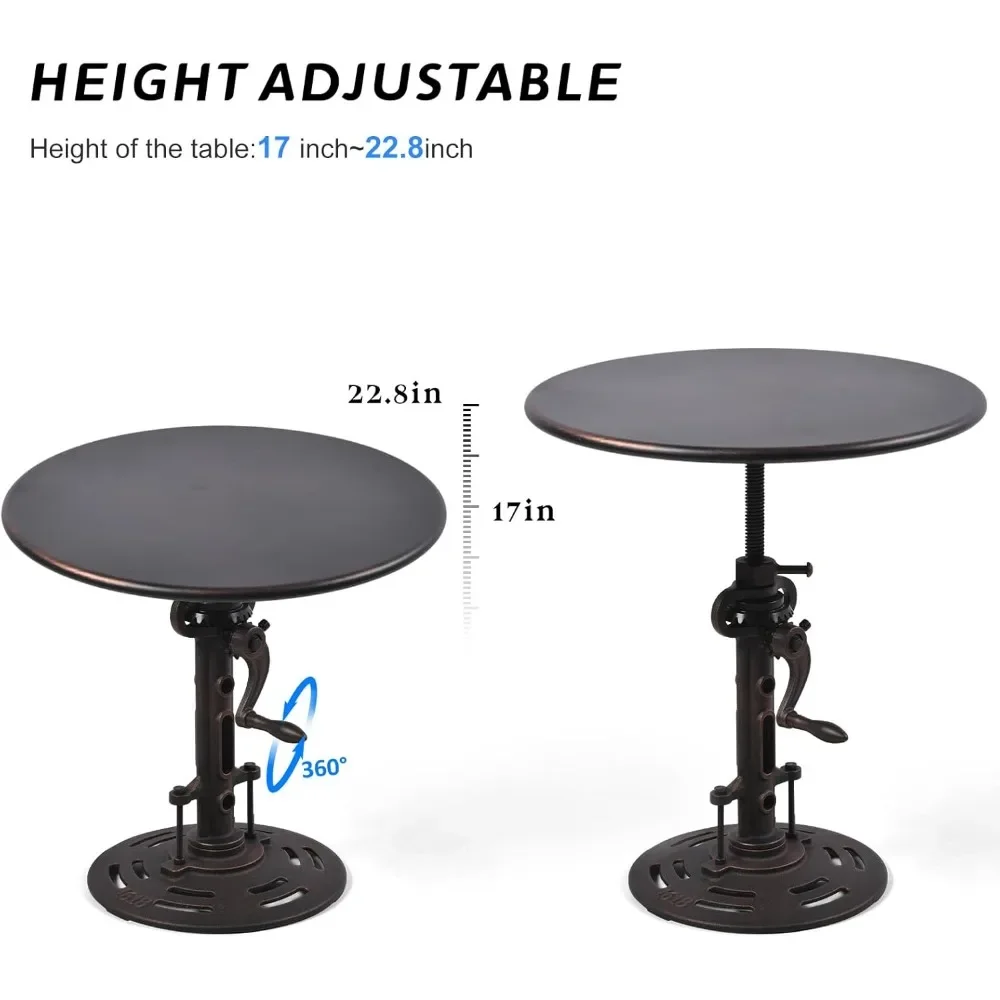 Table Basse Ronde 19.6 en Métal de Style Industriel Réglable, Idéale pour le Salon