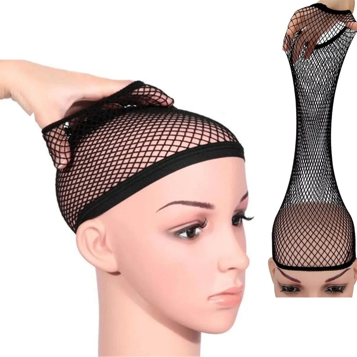 1PC Nylon Hair Net New Stretchable Elastic Hairnets Fashion Mesh Weaving Wig Caps For Women Making Wig Tools