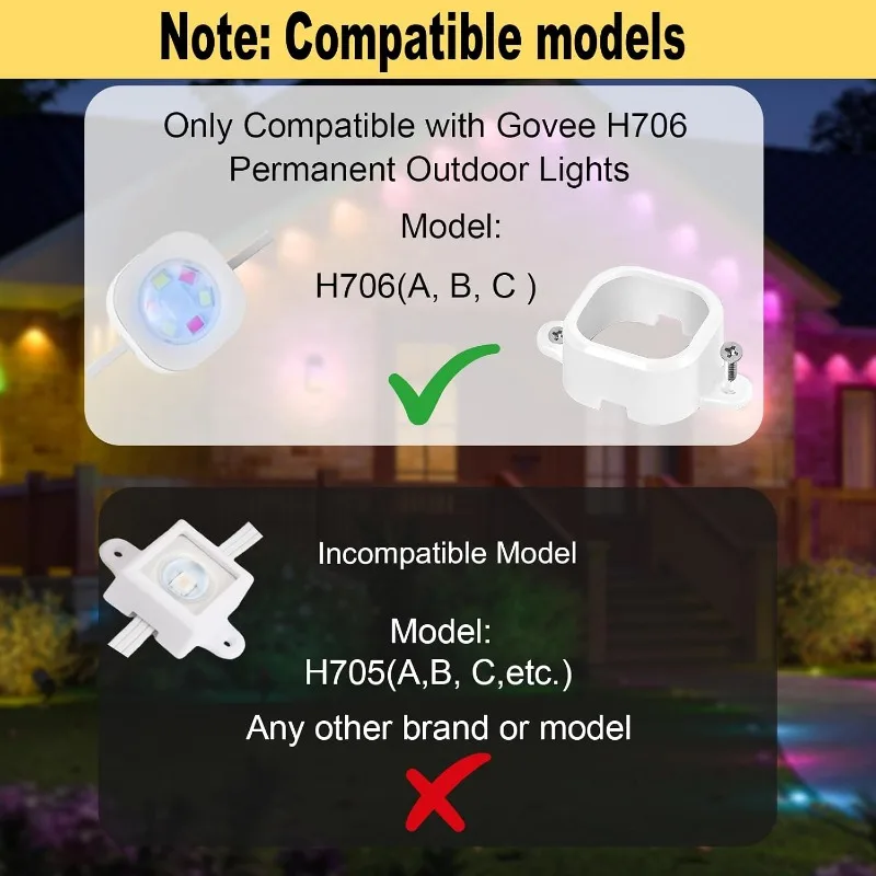 200Pcs Weatherproof Outdoor Christmas Light Clips with Screws, Light Holders Compatible with H706 H806 Series for Holiday Decor