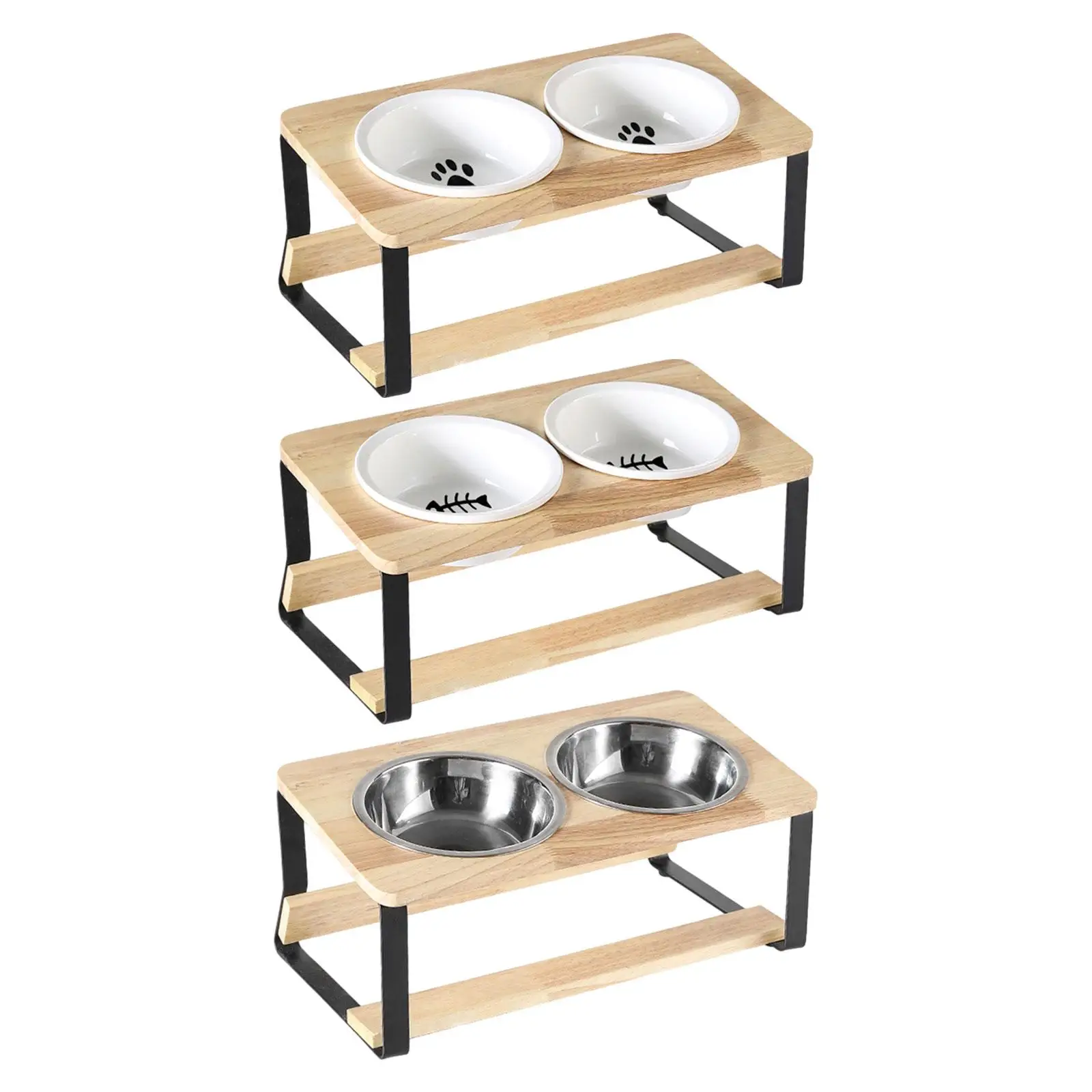 Stylish Elevated Pet Feeder with Bamboo Stand for Cats and Dogs