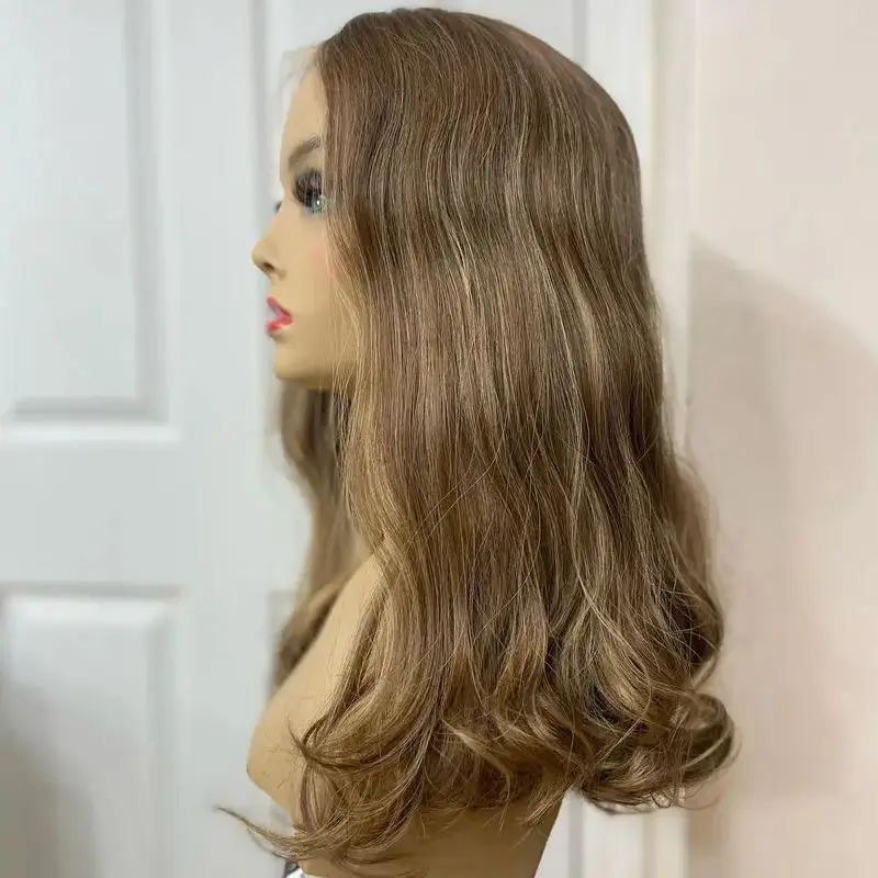 الكراميل براون غلويليس الباروكات موجة طبيعية الاصطناعية HD الدانتيل شعر مستعار أمامي سوبر طويل موجة شعر مستعار كبير الحجم غطاء ألياف عالية الجودة