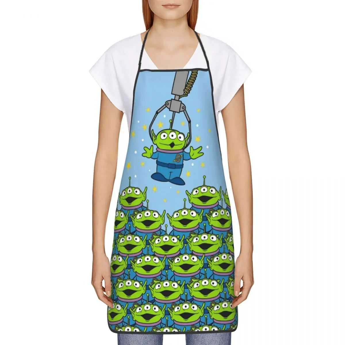 Custom Bib Cartoon Toy Story Aliens Aprons for Men Women Unisex Adult Chef Cooking Kitchen Animated Tablier Cuisine Baking