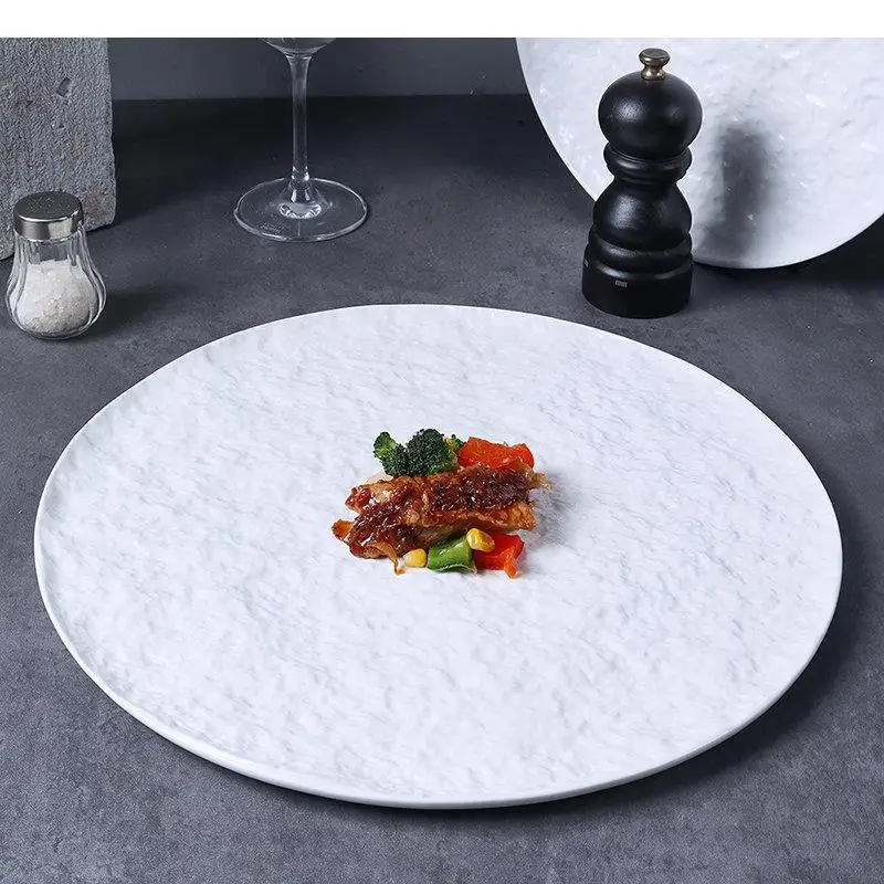 

Ceramic Dinner Plate Restaurant Irregular Stone Pattern Steak Dessert Snack Plates Sushi Dish Flat Housewear