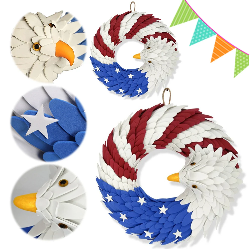 

Американский флаг Орел Венок День памяти Венок Фестивальная гирлянда для украшения входной двери