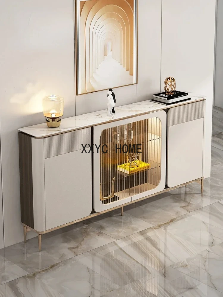 

GY Light Luxury Stone Plate Sideboard Wine Cabinet Integrated Wall Living Room Simple Ultra-Thin Tea Cabinet