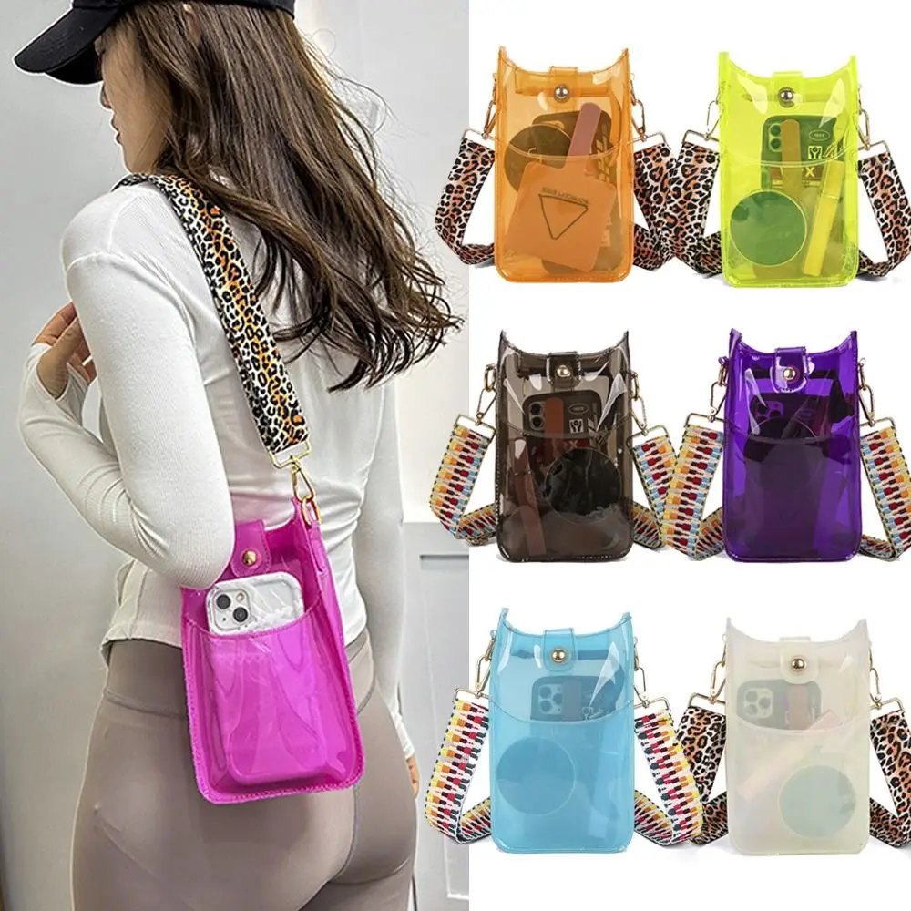 

Желейная сумка через плечо из ПВХ, прозрачная сумка через плечо с леопардовым узором, маленькая сумка ярких цветов, водонепроницаемая сумка, летняя