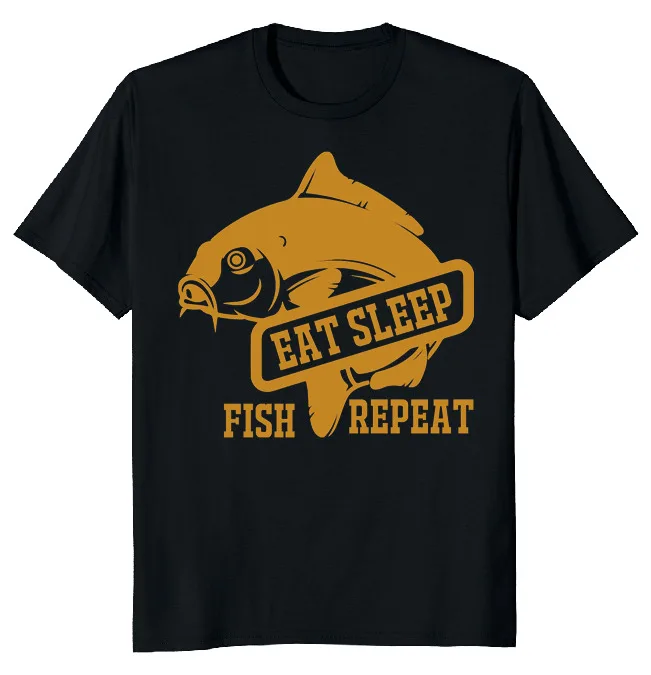 NEW LIMITED Eat Sleep Fish Repeat Father Funny Novelty Tee  Fast ShippingAnime Pattern Summer Clothing Unisex T-shirts for Men W