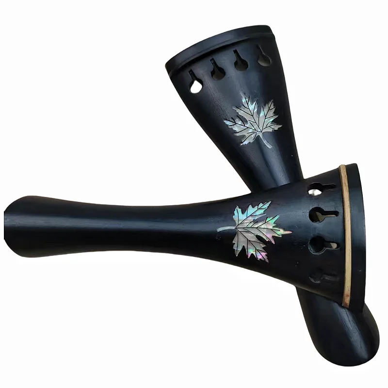 5pcs different Ebony wood Violin Tailpiece Inlaid Abalone shell Fiddle Tail Piece Gut Fintuner 4/4