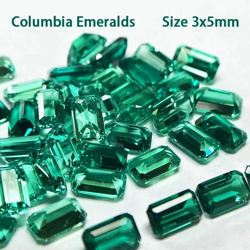 

Lab Grown Emerald Cut Columbian Emeralds Hydrothermal Hand Cutting Advanced Jewelry Making Materials 0.35ct AGL Certificate