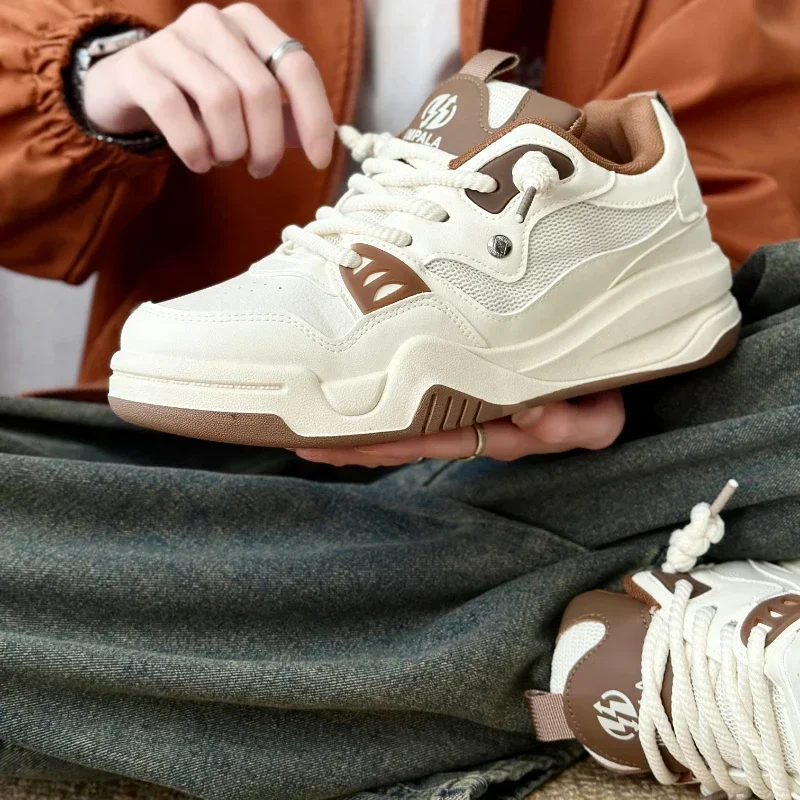 Zapatos de plataforma para Hombre, Zapatillas antideslizantes de caña baja, transpirables, con cordones, a la moda, para correr, Primavera