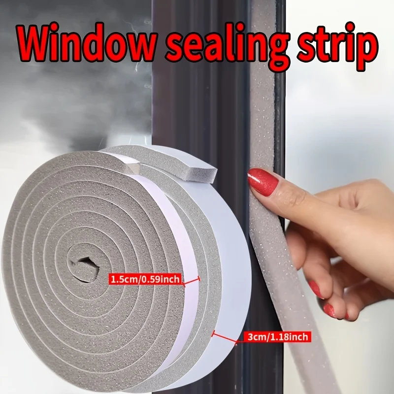 شريط عازل للباب والنافذة ذاتي اللصق، شريط إسفنجي عازل للصوت مع شريط عازل للصوت والغبار والرياح