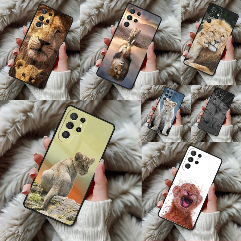 Lion Alpha Male Cub bumper Phone Case For Samsung Galaxy S24 S25 S26 Ultra S22 S23 Plus S21 S20 FE Note10 TPU Cover
